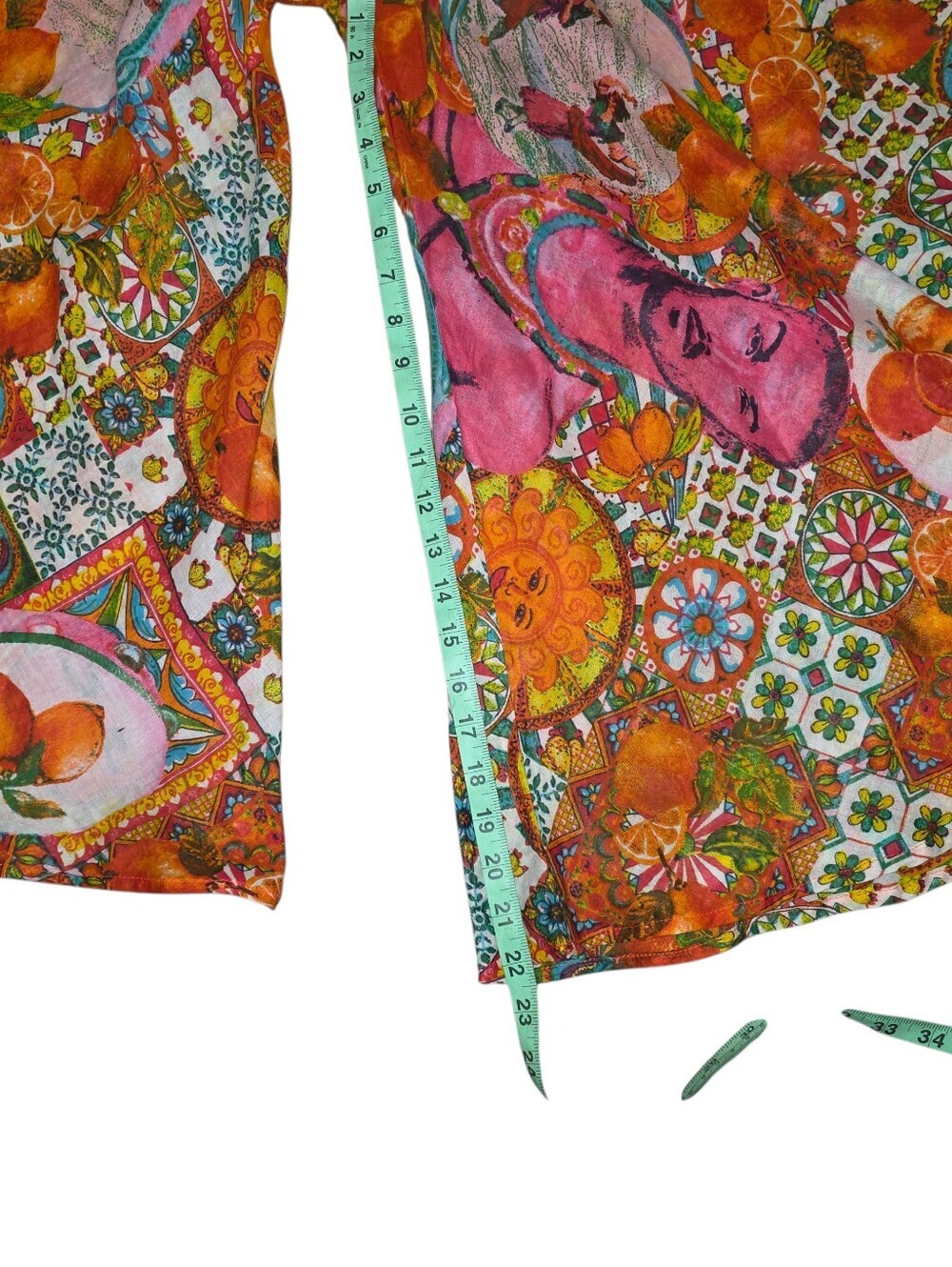 Antica Sartoria Giacomo Cinque Positano Palazzo Pants Citrus Print Wide Leg OS - Picture 7 of 9